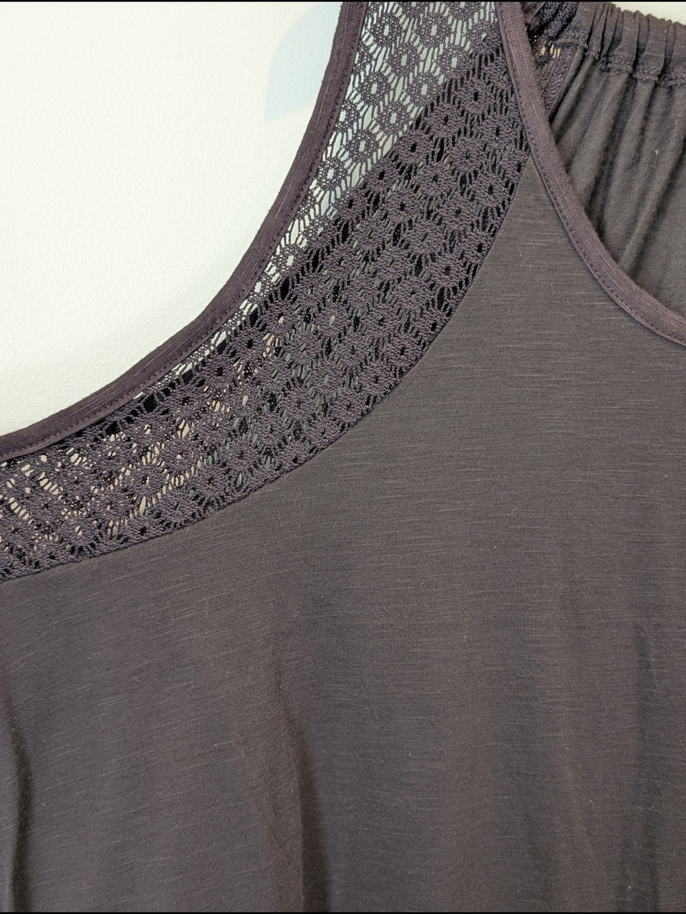 Torrid Grey Crochet Fringe Tank with Lace Insets - Picture 3 of 7